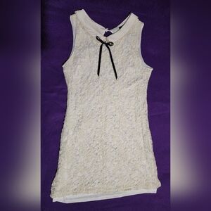 Hot Topic Ivory Floral Lace Mini Dress